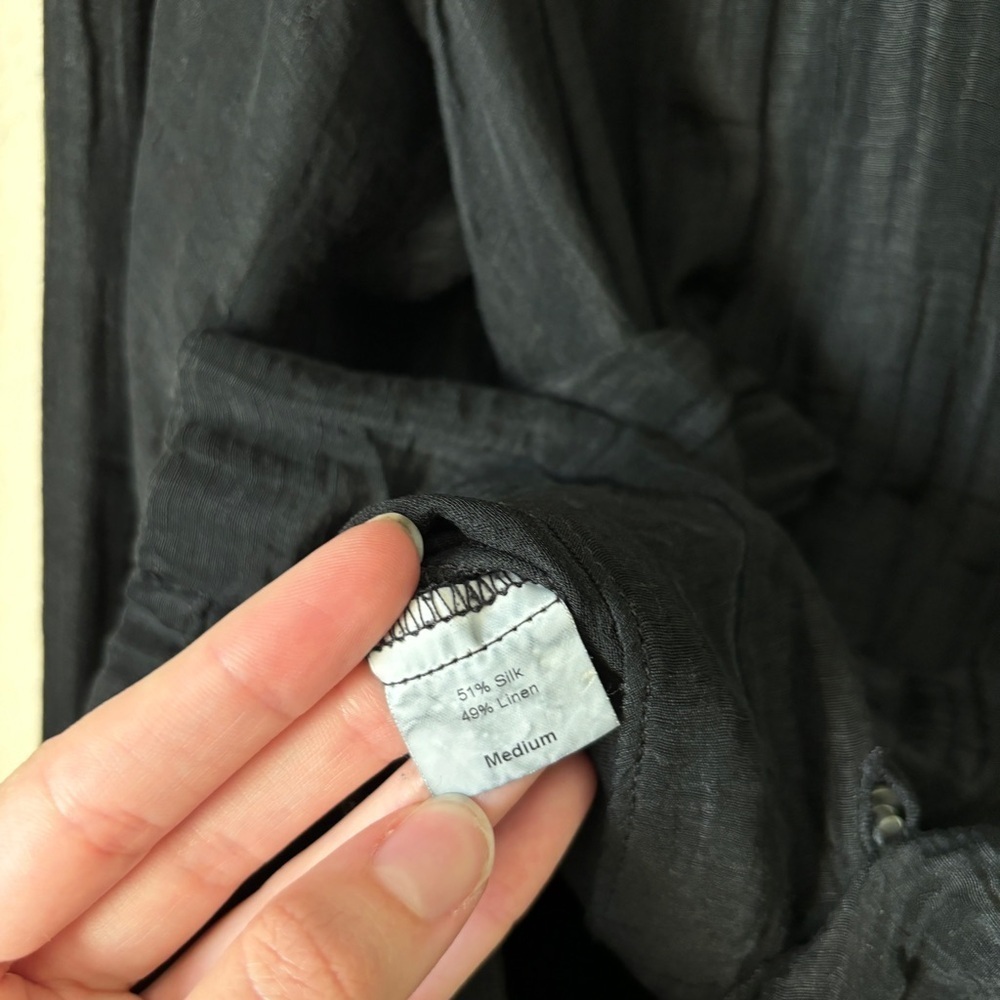 Cynthia Ashby Silk Linen Crinkle Textured Lagenlook Button Down Jacket - Picture 10 of 14